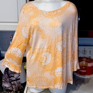 M womens Palm Grove casual orange stretch 3/4 sleeve plus size top 1X